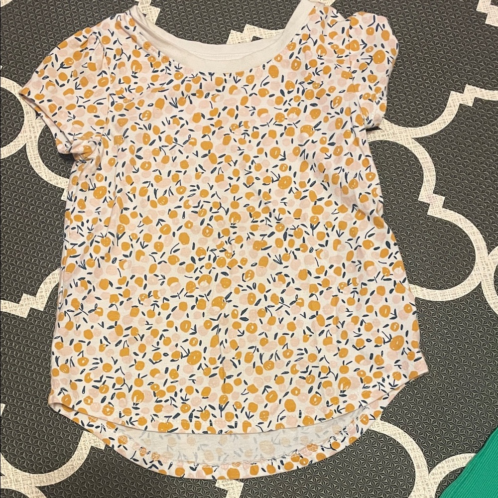 Cat & Jack Orange and White Floral Kids Tee